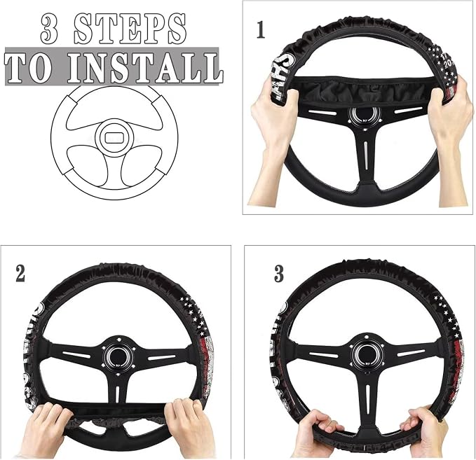 AFPANQZ Auto Steering Wheel Covers Comfort Anti-Slip Safety Stretch-on 14-15 inch, American 250 Years Print Easy Fix Machine Washable Steering Wheel Protection