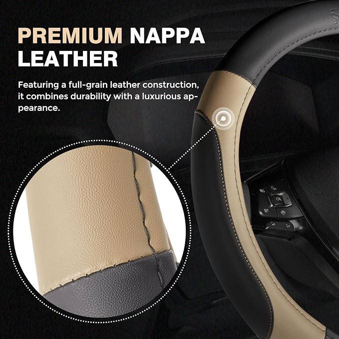 FLORICH Car Steering Wheel Cover, Microfiber Leather Steering Wheel Covers with Anti-Slip Lining, Breathable Elastic Car Steering Wheel Protector, Universal Standard Size 14-15 inch