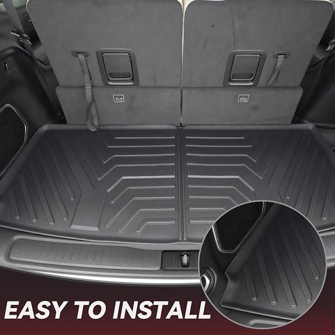 YITAMOTOR Floor Mats for Jeep Grand Cherokee L 2026-2021 (ONLY 6-Seater w/o Center Console), All Weather Custom Fit TPE Cargo Liner for 1-3 Rows and Trunk Full Car Mat Set Automotive Accessories Black