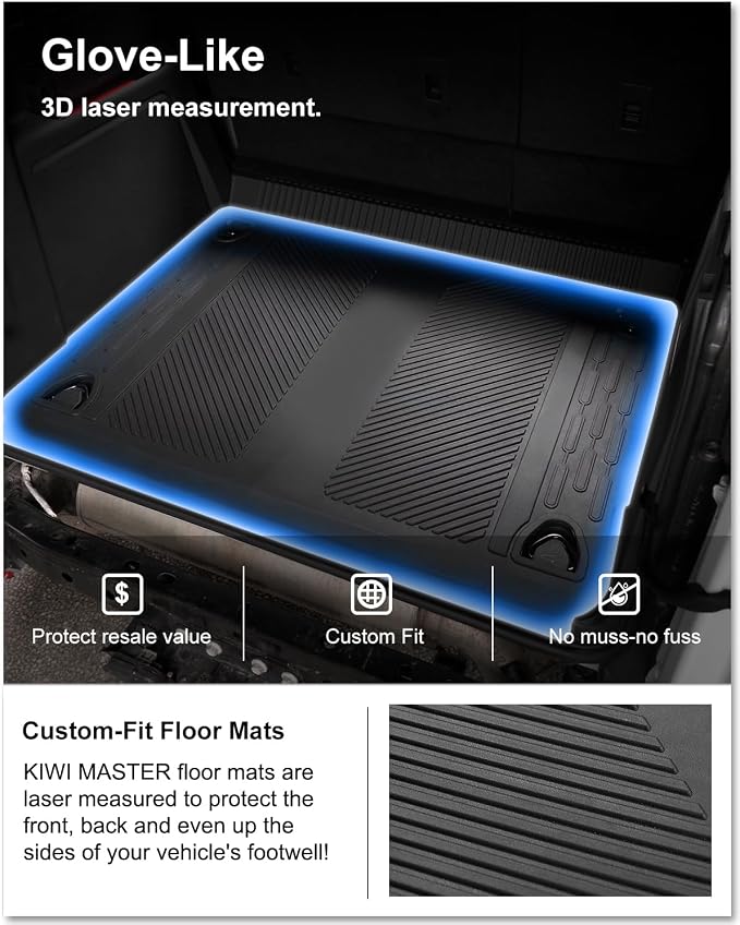 Kiwi Master Cargo Mat for 2021-2026 Ford Bronco 4-Door | OEM Replacement M2DZ-58047A74-BA, Custom Fit All Weather Rear Cargo Liner, Heavy Duty TPE Tray Trunk Mat, Black
