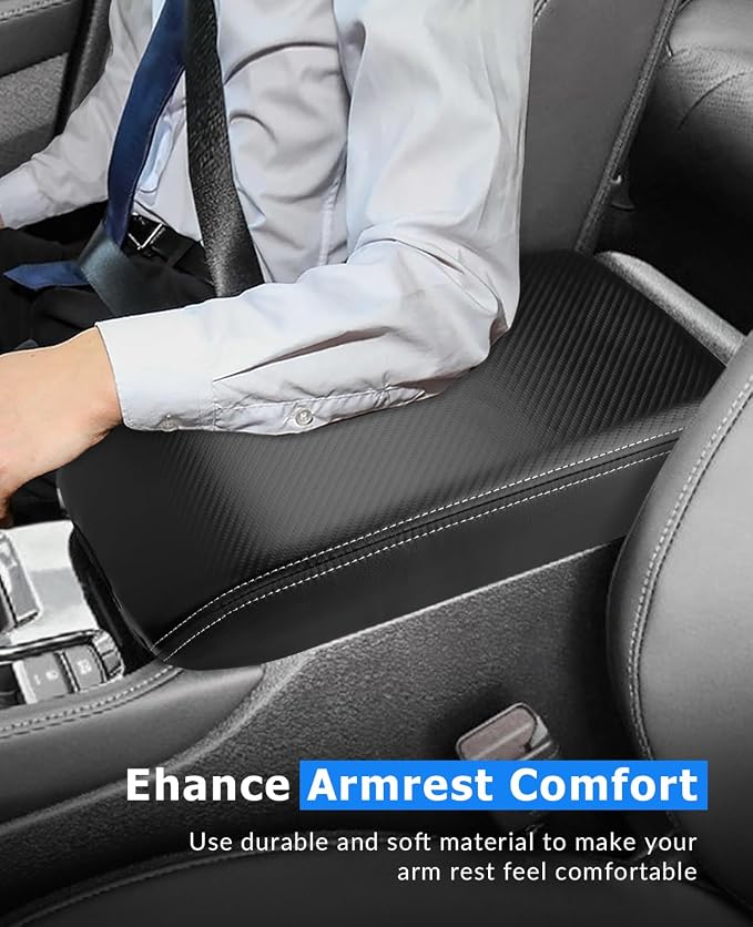 INTGET for 2026 Honda Accord Accessories 2023 2024 2025 Center Console Armrest Cover Leather Car Arm Rest Box Lid Middle Console Seat Cover Protector (Carbon Fiber, 2023+)