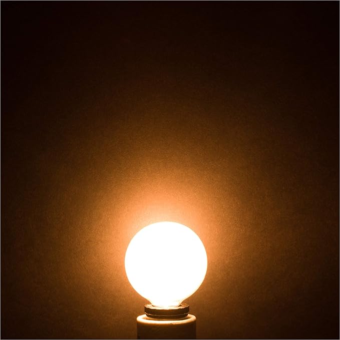 Simba Lighting Small Globe G16.5 25W E12 Frosted Glass 120V, 2700K, 10 Pack | Round Bulb, Candelabra Base, Chandelier, Ceiling Fan Light, Decorative Vanity Lights, Sconce, Aromatic Wax Warmer, Warm White
