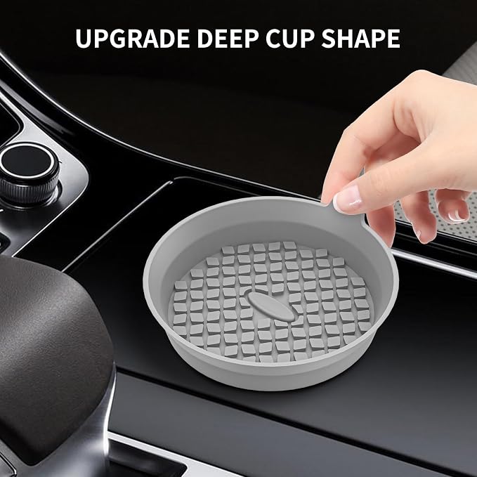 ME.FAN Car Cup Holder Coasters [4 Pack] Silicone Cups Mats, Automotive Universal Non-Slip Recessed Interior Accessories Light Grey