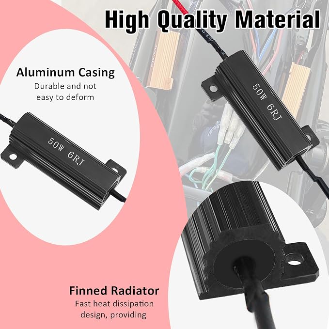 10Pcs 50W 6Ohm Load Resistors LED Turn Signal, LED Load Resistor Kit for Fix LED Bulb Fast Hyper Flash Turn Signal Blink Error Code (Black)
