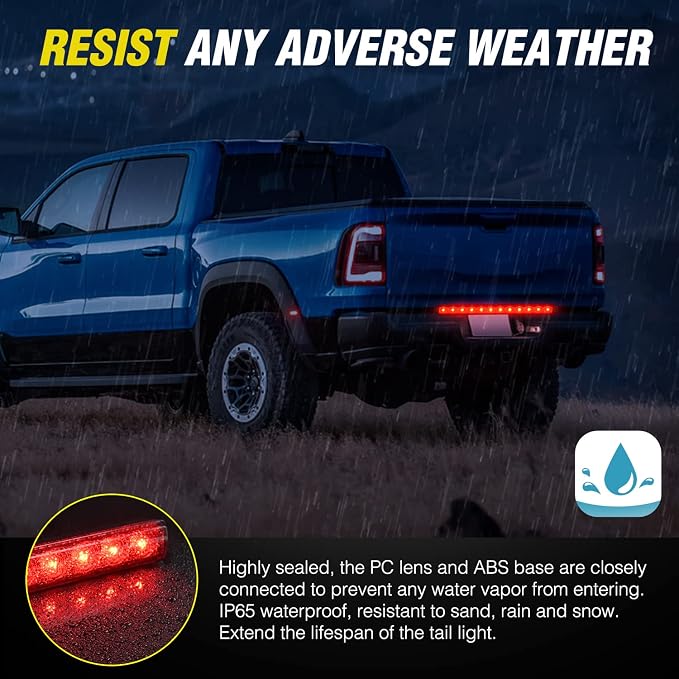 Nilight Trailer Light 16Inch 12 LED Red Running Brake Sequential Turn Signals Lights Waterproof Rear Maker ID Bar for 12V Boat Truck RV | Waterproof Rear Maker ID Bar For 12V Boat Truck RV, High Visibility Identification Strip