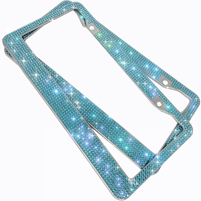 Bling License Plate Frames with High End Ribbon Gift Box,2 Pack Rhinestone License Plate Frame,Handcrafted Crystal Premium Stainless Steel Bling License Plate Frame for Women,Party,Birthday,Xmas Gift