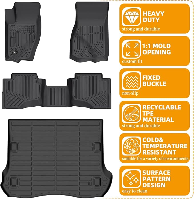 Floor Mats for Jeep Grand Cherokee 2005 2006 2007 2008 2009 2010 | Grand Cherokee WK Laredo, Limited, Summit Floor Mats, TPE Summer Winter Non-Slip Floor Liners Car Accessories