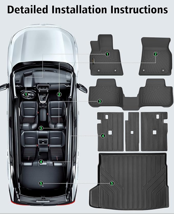 Floor Mats Custom Fit for BMW X3 2025 2026 M50/30 xDrive Trunk Mat with Backrest Mat All Weather TPE Rubber Cargo Liner Anti-Slip Full Set for BMW X3 Accessories (Trunk Mat+Backrest Mats+Floor Mats) | All Weather TPE Rubber Floor Liners, Cargo Liner, B...
