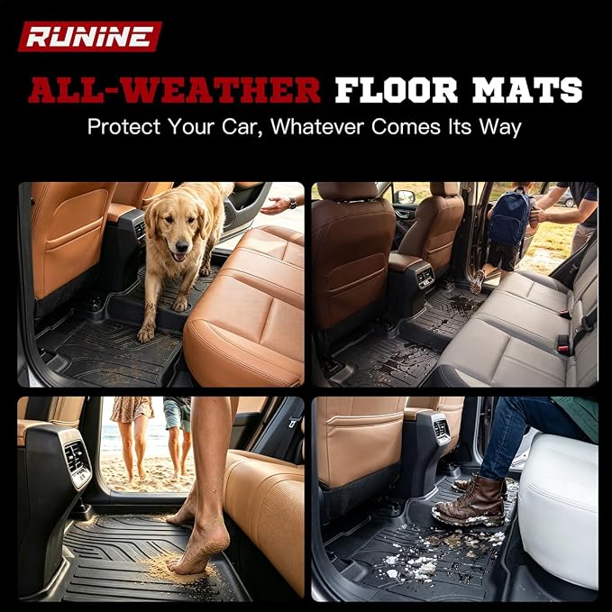 Floor Mats for 2027 Kia Telluride Gas Only (Not for Hybrid) 7&8 Seater TPE Custom Car Floor Mats Full Set Trunk Mat with Backrest Mat All Weather 2027 Kia Telluride Accessories