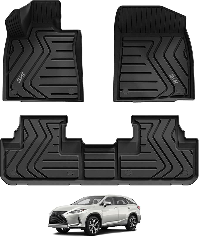 3W Floor Mats Compatible for 2016-2022 Lexus RX (RX350/RX450h) TPE All Weather Custom Fit Floor Liner, 1st & 2nd Row Full Set Car Mats, Black