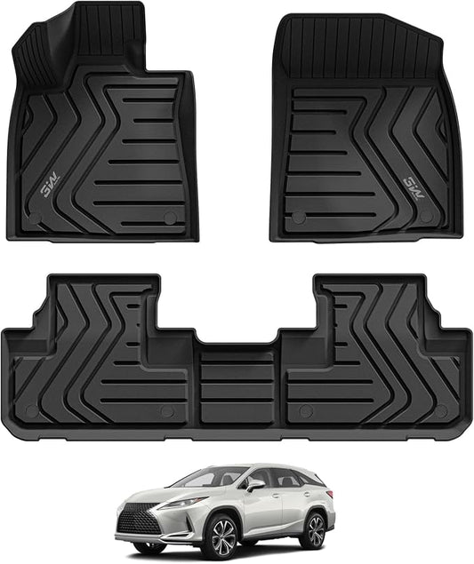3W Floor Mats Compatible for 2016-2022 Lexus RX (RX350/RX450h) TPE All Weather Custom Fit Floor Liner, 1st & 2nd Row Full Set Car Mats, Black