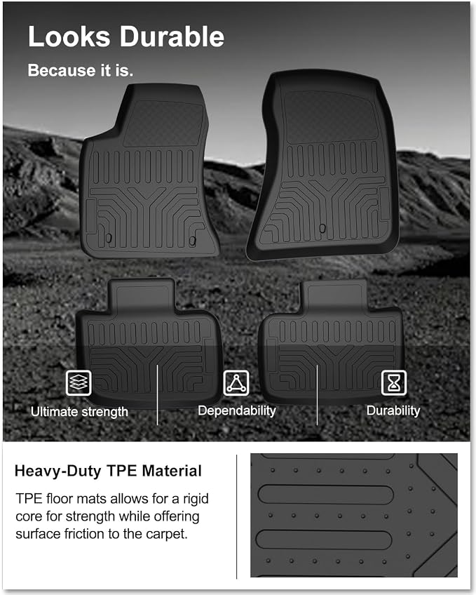 Kiwi Master Floor Mats for 2011-2023 Dodge Charger RWD/Chrysler 300 RWD | Custom Fit All Weather Car Mats, Heavy Duty TPE Floor Liners, Front & Rear 2 Row Set, Black