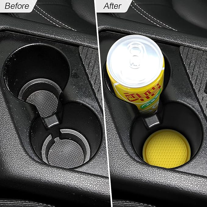 XINLIYA Car Cup Holder Coaster, 4 Pack 2.77 Inch Diameter Non-Slip Universal Insert Coaster, Durable, Suitable for Most Car Interior, Accessory for Women and Men (Yellow)