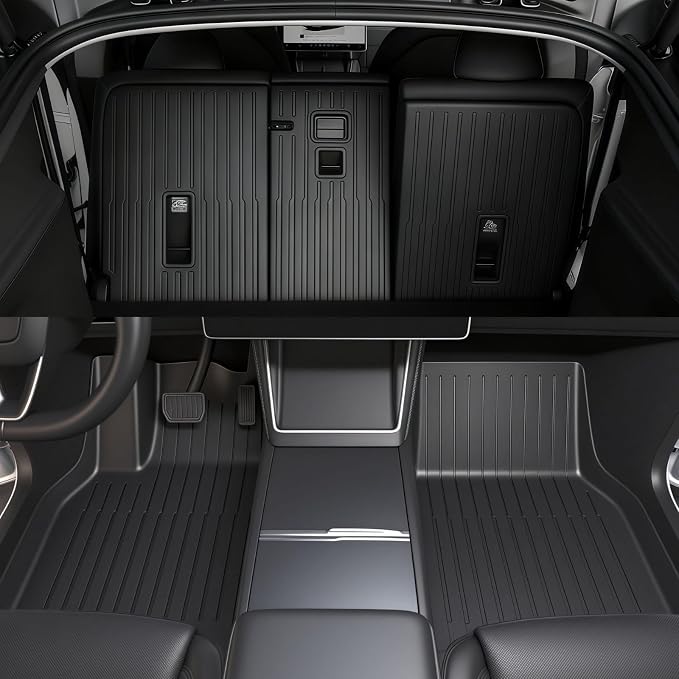 SUPER LINER Tesla Model Y Juniper 2025 2026 Floor Mats & Cargo Liners Full Set 10 PCS Extra-Thick TPE CabinProtect™ for 5-Seater | All-Weather Pet & Child-Friendly Accessories(Not for Standard)