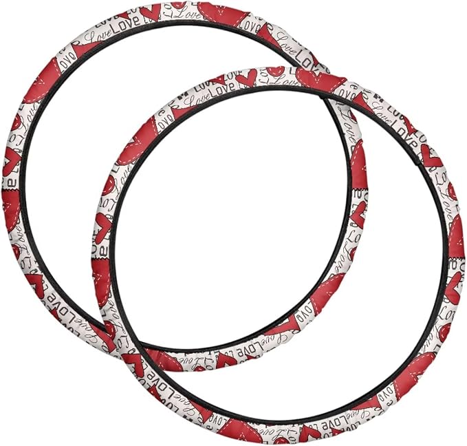 Love Heart Vintage Wheelchair Wheel Covers Washable Non-Slip Valentine's Day Wheelchair Accessories Tyre Covers Romantic Decor