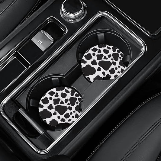 4 Pack Car Coasters, 2.75inch Cow Print Car Cup Holder Coasters for Cars, Neoprene Cup Pad Mat for Cup Holders for Women