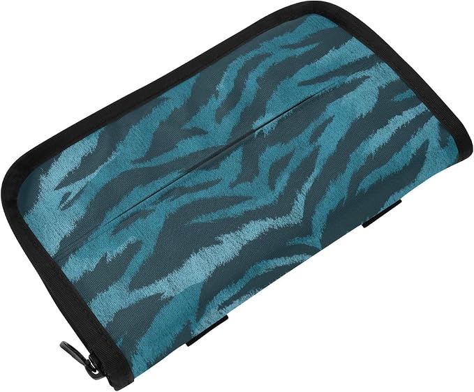 Blue and Black Tigers Skin Car Tissue Holder Durable Napkin Holder Hanging Tissue Holders Case Car Tissues Bag for Sun Visor Seat Back Universal Auto