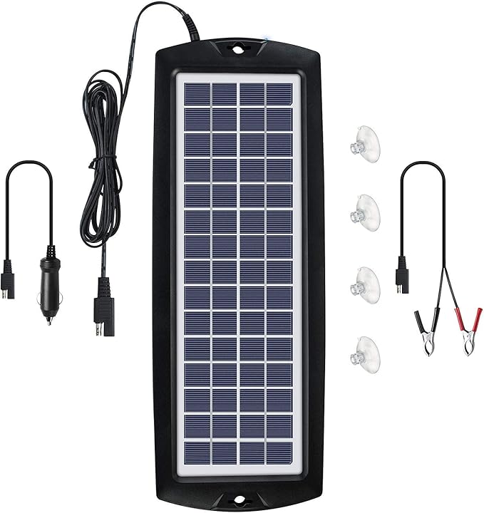 Sunway Solar Solar Car Battery Trickle Charger & Maintainer 12V Solar Panel Power Kit Portable for Car Automotive RV Marine Boat Motorcycle Truck Trailer Tractor Powersports Snowmobile Farm Equipment