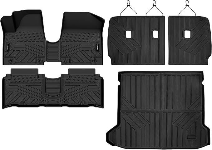 Auxko All Weather Floor Mats Cargo Mat with Backrest Mat for Hyundai Ioniq 5 Limited Movable Center Console 2022-2024 TPE Liners Accessories Guard Odorless Anti-Slip Floor Liners & Trunk Liner