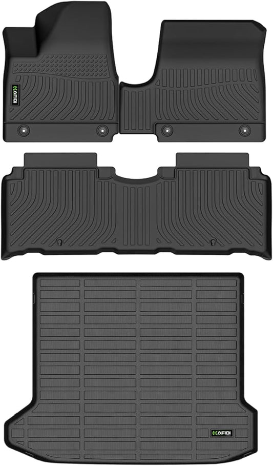 All Weather Car Floor Mats & Cargo Liner for Hyundai Ioniq 5 2022-2024 Fixed Console (Not for Limited) Custom Fit Full Set Accessories - Black(Not for Ioniq 5 N)