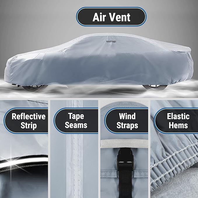 iCarCover Fits [2003-2006 Chevrolet SSR] Premium Custom Car Cover Waterproof All Weather Resistant Outdoor Indoor Sun Snow Storm UV Protection Form-Fit Padded Cover with Straps - Gray/Black