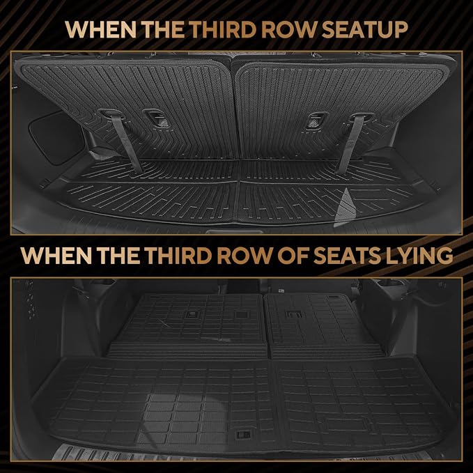 Naibeve Floor Mats for 2020-2025 Hyundai Palisade 7/8 Seats - All Weather Custom for Hyundai Palisade Floor Mats Trunk Mat with Backrest Mats Protector Accessories