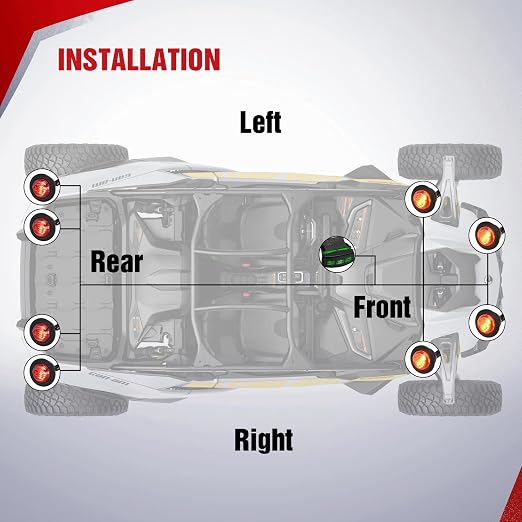 Nilight UTV ATV Turn Signal Wiring Harness Kit w/Horizontal Rocker Switch | Street Legal Flasher Relay Kits Red & Yellow Lights for Polaris Kawasaki Teryx Can Am Commander Cat Wild Green Backlight