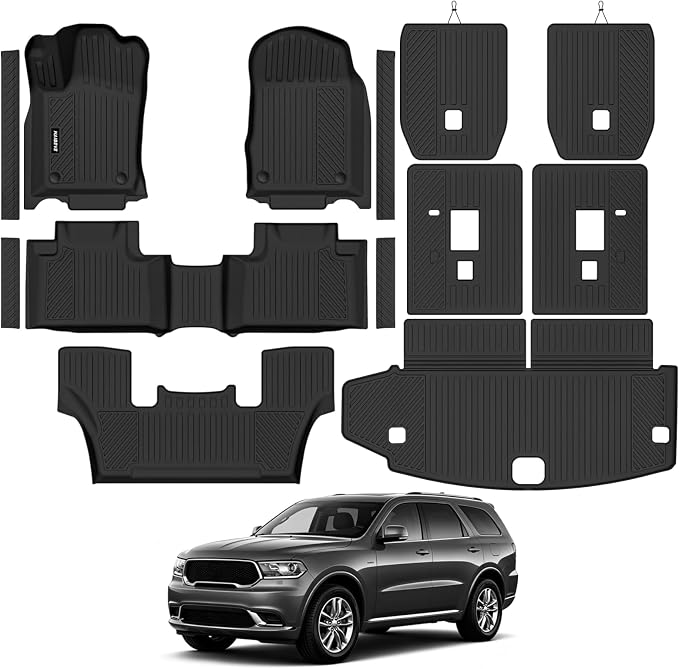 Naibeve Floor Mats for 2013-2015 Dodge Durango 6 Seats 2nd Row Bucket Seats | All Weather Custom Fit Floor Mats, Cargo Mat, 2nd/3rd Row Backrest Mats, Door Sill Guards Interior Protector accessories