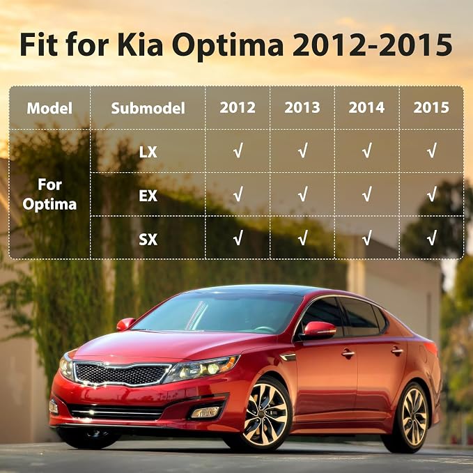 Floor Mats for Kia Optima 2011-2015, Custom Fit TPE Liners | All Weather Floor Liners Fit Kia Optima 2015 2014 2013 2012 2011 Heavy Duty Car Mats 1st & 2nd Mat Odorless Non-Slip Black