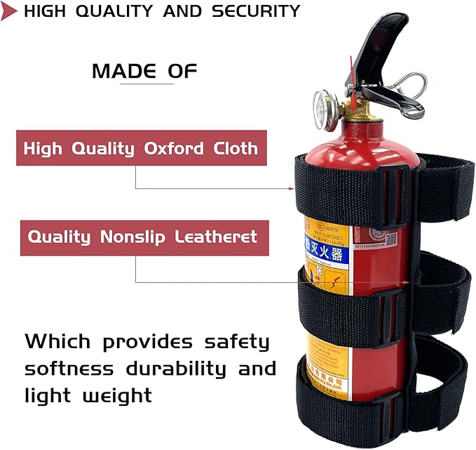 Car Roll Bar Fire Extinguisher Mount Holder Replacement for Jeep Wrangler CJ YJ TJ LJ JK JKU JL JLU, Polaris Ranger RZR General RS1, Can Am Maverick X3 & More - Adjustable Extinguisher Mount Strap