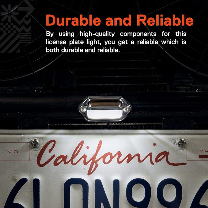 TRUE MODS 1pc Trailer LED License Plate Light [DOT FMVSS 108] [SAE L] [Chrome-Finish] [Surface Mount] [Waterproof] [12V DC] Courtesy Step License Plate Tag Lights for UTV ATV Trailer Truck RV Boat