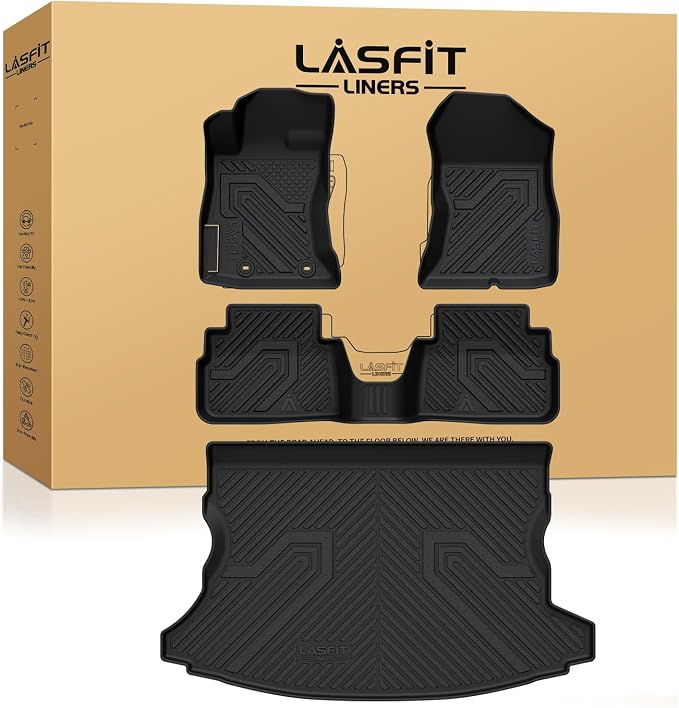 LASFIT Floor Mats & Cargo Mat Fits for Subaru Crosstrek 2018-2023(Not Hybrid) & Impreza Hatchback 2017-2023, All Weather TPE Custom Fit Easy Clean Durable Car Mats for Crosstrek & Impreza Floor Liners
