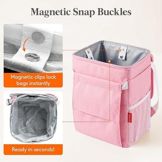 Lifewit Car Trash Bin, 2 Gallon Leakproof Waterproof Vehicle Garbage Can with Lid & Tissue Holder, Car Interior Organizer for Front/Back/Console, Automotive Accessory, Pink