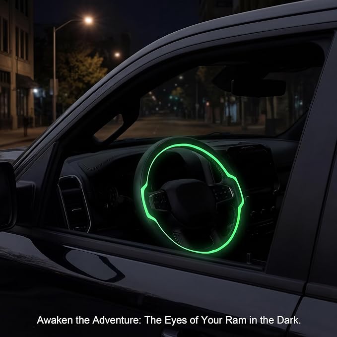 West Llama Glow in The Dark Steering Wheel Cover, Microfiber Leather with Anti-Slip Grip, Universal Fit 15.5-16 Inch Large Steering Wheels for Men Women (White+Green-Large Size)