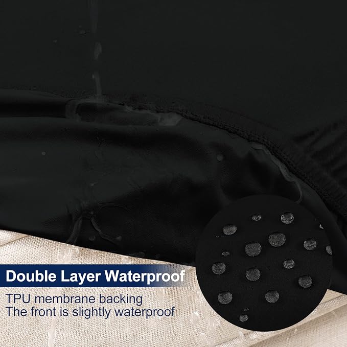 Smiry Waterproof Patio Cushion Covers, Stretch Outdoor Couch Slipcovers Replacement Washable Furniture Protector Sofa Chair Seat Cover for Dogs and Pets (4 Pcs, Black)
