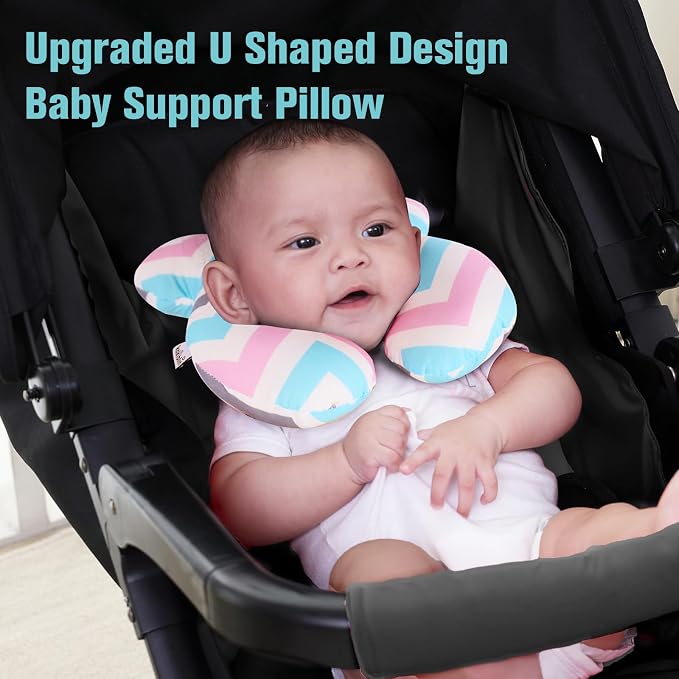 KAKIBLIN Baby Travel Pillow, Upgraded Baby Neck Pillows for Car Seat, Infant Neck Support Pillow for Head and Neck,Newborn Head Support for Car Seat,Pushchair