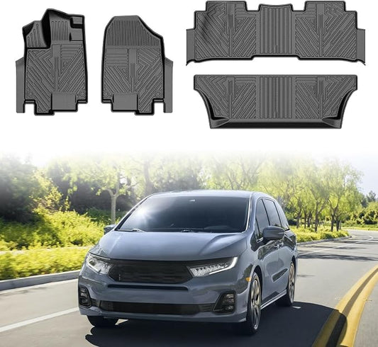 Mixsuper Odyssey Floor mats-Floor mat for Honda Odyssey 2018-2026,All Weather TPE Rubber Floor Liners Protection for Odyssey Accessories,3 Row Anti-Slip Car Mats, Black