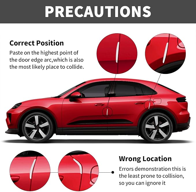 6 Inch 4Pcs 3D Carbon Fiber Texture Car Door Edge Protector Trim Strip Anti-Scratch and Anti-Collision Side Door Protectors Vehicle Exterior Accessories Sticker White