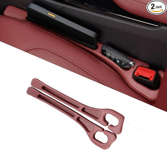 Car Seat Gap Filler 2 Pack, Anti-Drop Seat Gap Plug Blocker with Storage, Universal Car Seat Gap Organizer Stops Items from Falling, Fits Cars, SUVs, Trucks, Car Interior Accessories (red)