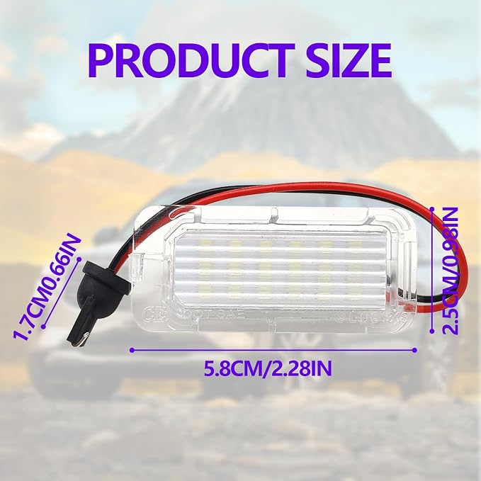 2PCS LED License Plate Lights, 18-SMD 6000K White Rear Bumper Tag Lamps Assembly Compatible with Ford Explorer Escape Fiesta Fusion Expedition Lincoln MKC, BB5Z13550A