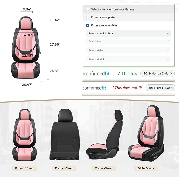 Coverado Car Seat Covers, Seat Covers for Cars, Waterproof Leather Auto Seat Protectors, Leather Car Seat Cushion, Car Interiors Accessories Universal Fit for Most Cars