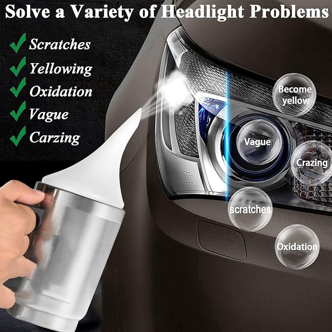 Pmbqifay 800g Headlight Restoration Liquid, Car Headlight Repair Fluid, Headlight Repair Polish Kit Refill Bottle for Repair Headlight Yellowing, Haze, Oxidation, Scrashes
