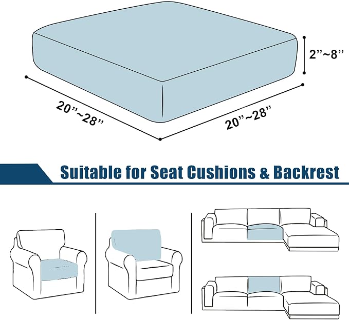 Waterproof Patio Stretch Couch Cushion Covers, Outdoor Cushion Cover Replacement Sectional Sofa Protector, Furniture Slipcovers for Pets, Washable (Chair Cushion, Grey)
