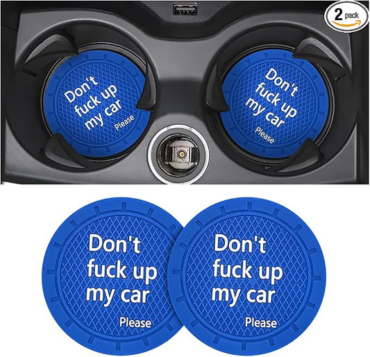 8sanlione 2 Pack Car Cup Holder Coasters, 2.75 Inch Non-Slip PVC Insert Cup Coaster, Anti-Scratch Auto Cup Mats for Women Men, Vehicle Interior Accessories Universal for Car, SUV, Truck (D Blue/2PCS)