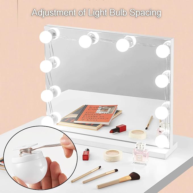 Vanity Mirror Lights 8 Bulbs Hollywood Style 3 Colour Changing & 9 Brightness, for Makeup Dressing Table Mirror