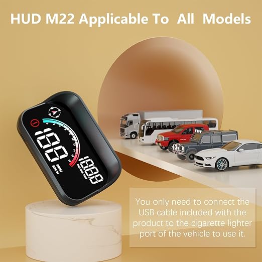 AZIJYV Windshield Speedometer Projector, Digital Speedometer for Car GPS Speedometer with Speed, Overspeed, Heads Up Display for Cars Suitable for All Vehicles