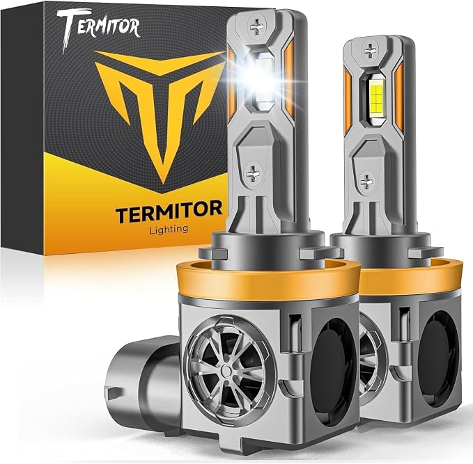 Termitor 2026 H11 LED Bulbs, 126,000LM 1000% Super Brighter, No Flickering No Adapter Required, 6500K White Driving Light Bulbs, 70K+ Hours Lifespan, Real 1:1 H9 Halogen Size, Plug N Play, Pack of 2