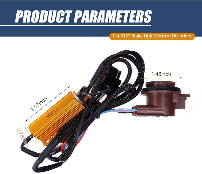Fiknonk2 PCS Car 3157 Brake Light Resistor Decoders, LED Resistor Turn Signal Error Decoding Harness, 50W 6 Ohm LED Resistor Load Harness Decoders, for T20/3157/4157 Light Bulb (Multicolored)