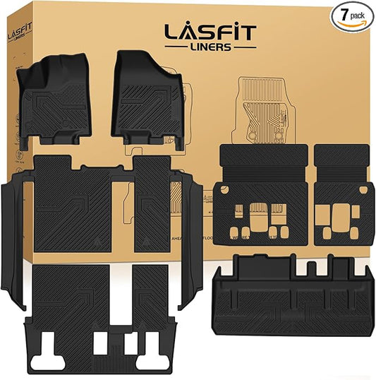 LASFIT Floor Mats & Cargo Liner & Seatback Mat for Toyota Sienna 8 Seat 2013-2020 All Weather TPE Custom Fit Sienna 8 Passenger Automotive Car Liners Full Set Accessories, Black