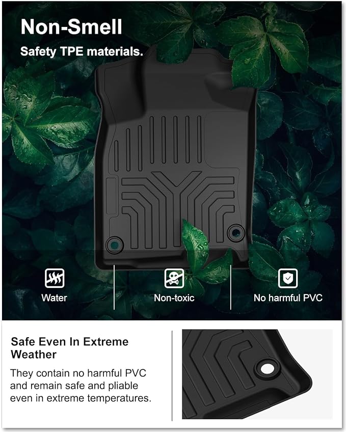 Kiwi Master Floor Mats for 2016-2021 Honda Civic | Custom Fit All Weather Car Mats, Heavy Duty TPE Floor Liners, Front & Rear 2 Row Set, Black